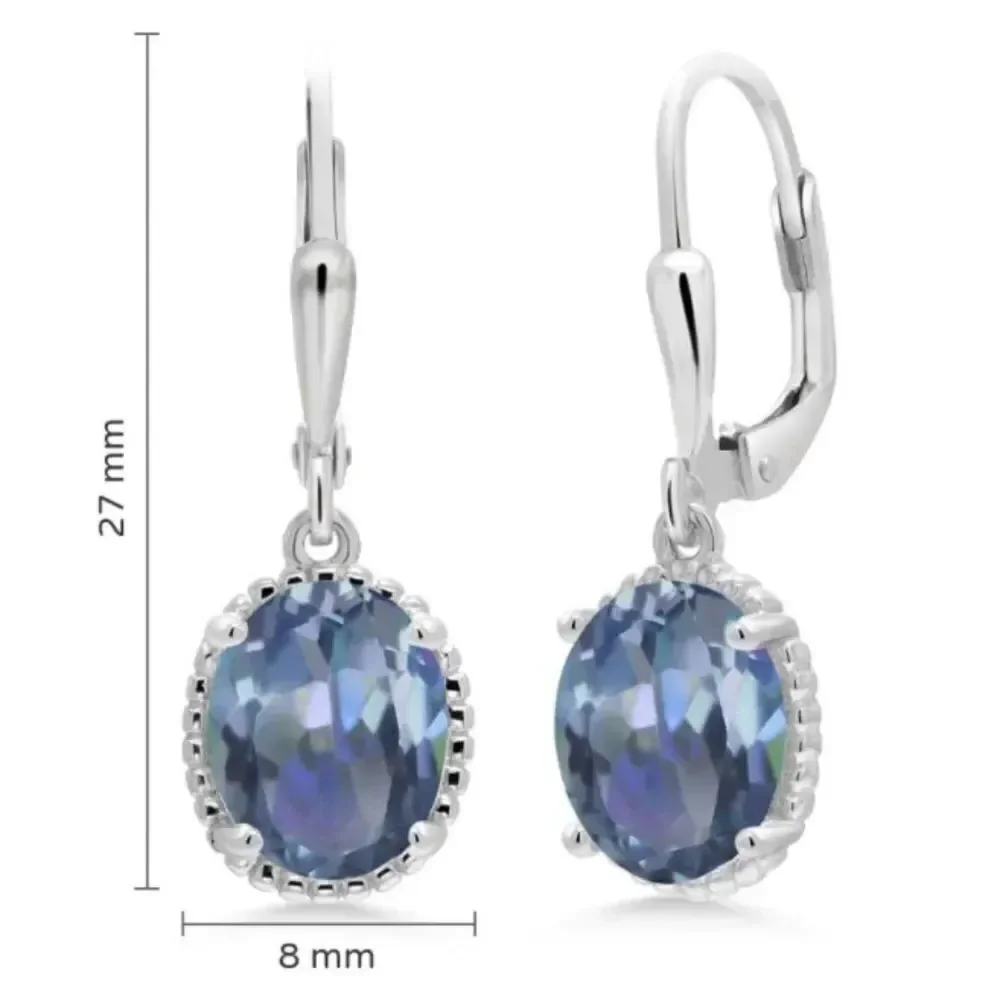 925 Sterling Silver and 4.00Cttw Cassiopeia Mystic Topaz Oval Leverback Earrings